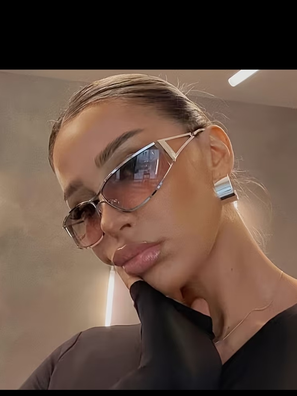 Affordable Fashion Finds Silver Geometric Sunglasses with Gray Lenses